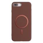 For iPhone 8 Plus / 7 Plus Solid Color Plating MagSafe Full Coverage Phone Case(Brown)
