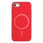 For iPhone 8 / 7 / 6 Solid Color Plating MagSafe Full Coverage Phone Case(Red)