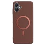 For Samsung Galaxy A06 Solid Color Plating MagSafe Full Coverage Phone Case(Brown)