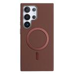 For Samsung Galaxy S25 Ultra 5G Solid Color Plating MagSafe Full Coverage Phone Case(Brown)
