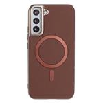 For Samsung Galaxy S23 5G Solid Color Plating MagSafe Full Coverage Phone Case(Brown)