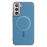 For Samsung Galaxy S21 5G Solid Color Plating MagSafe Full Coverage Phone Case(Baby Blue)