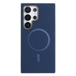 For Samsung Galaxy S21 Ultra 5G Solid Color Plating MagSafe Full Coverage Phone Case(Dark Blue)