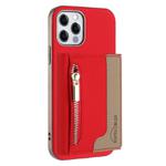 For iPhone 11 Zipper Horizontal Magnetic Card Bag RFID MagSafe Phone Case(Red)