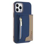 For iPhone 11 Zipper Horizontal Magnetic Card Bag RFID MagSafe Phone Case(Dark Blue)
