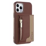 For iPhone 11 Zipper Horizontal Magnetic Card Bag RFID MagSafe Phone Case(Brown)