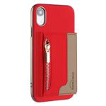 For iPhone XR Zipper Horizontal Magnetic Card Bag RFID MagSafe Phone Case(Red)