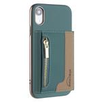 For iPhone XR Zipper Horizontal Magnetic Card Bag RFID MagSafe Phone Case(Green)