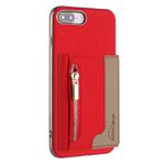 For iPhone 8 Plus / 7 Plus Zipper Horizontal Magnetic Card Bag RFID MagSafe Phone Case(Red)