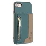 For iPhone 8 / 7 / 6 Zipper Horizontal Magnetic Card Bag RFID MagSafe Phone Case(Green)