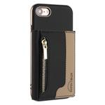 For iPhone 8 / 7 / 6 Zipper Horizontal Magnetic Card Bag RFID MagSafe Phone Case(Black)