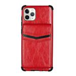 For iPhone 11 Pro Flip Card Bag Copper Buckle TPU + PU Leather Back Cover Shockproof Case with Card Slots & Photo Frame(Red)