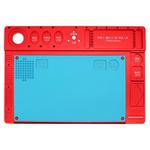 Microscope Aluminum Alloy Stand Base Heat-Resistant Silicone Pad(Red)