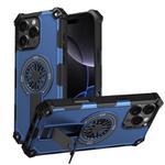 For iPhone 16 Pro Max Shockproof Kickstand Metallic Shaft MagSafe Phone Case(Blue)