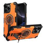 For iPhone 16 Pro Max Shockproof Kickstand Metallic Shaft MagSafe Phone Case(Orange)