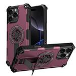 For iPhone 16 Pro Max Shockproof Kickstand Metallic Shaft MagSafe Phone Case(Purple)