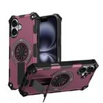 For iPhone 16 Shockproof Kickstand Metallic Shaft MagSafe Phone Case(Purple)