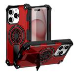 For iPhone 15 Pro Max Shockproof Kickstand Metallic Shaft MagSafe Phone Case(Red)