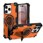 For iPhone 15 Pro Max Shockproof Kickstand Metallic Shaft MagSafe Phone Case(Orange)