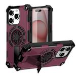 For iPhone 15 Pro Max Shockproof Kickstand Metallic Shaft MagSafe Phone Case(Purple)