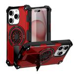 For iPhone 15 Pro Shockproof Kickstand Metallic Shaft MagSafe Phone Case(Red)