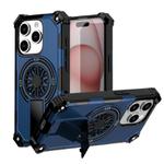 For iPhone 15 Pro Shockproof Kickstand Metallic Shaft MagSafe Phone Case(Blue)