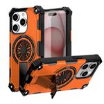 For iPhone 15 Pro Shockproof Kickstand Metallic Shaft MagSafe Phone Case(Orange)