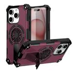 For iPhone 15 Pro Shockproof Kickstand Metallic Shaft MagSafe Phone Case(Purple)