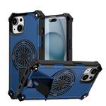 For iPhone 15 Shockproof Kickstand Metallic Shaft MagSafe Phone Case(Blue)
