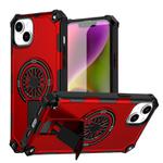 For iPhone 14 Plus Shockproof Kickstand Metallic Shaft MagSafe Phone Case(Red)