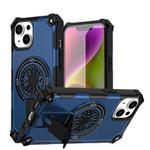 For iPhone 14 Plus Shockproof Kickstand Metallic Shaft MagSafe Phone Case(Blue)