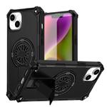For iPhone 14 Plus Shockproof Kickstand Metallic Shaft MagSafe Phone Case(Black)