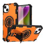 For iPhone 14 Plus Shockproof Kickstand Metallic Shaft MagSafe Phone Case(Orange)