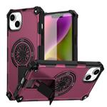 For iPhone 14 Plus Shockproof Kickstand Metallic Shaft MagSafe Phone Case(Purple)