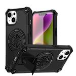 For iPhone 14 Shockproof Kickstand Metallic Shaft MagSafe Phone Case(Black)
