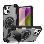 For iPhone 14 Shockproof Kickstand Metallic Shaft MagSafe Phone Case(Silver)