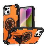 For iPhone 14 Shockproof Kickstand Metallic Shaft MagSafe Phone Case(Orange)