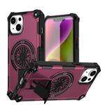 For iPhone 14 Shockproof Kickstand Metallic Shaft MagSafe Phone Case(Purple)