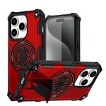 For iPhone 14 Pro Shockproof Kickstand Metallic Shaft MagSafe Phone Case(Red)