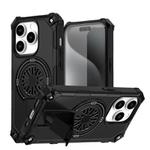 For iPhone 14 Pro Shockproof Kickstand Metallic Shaft MagSafe Phone Case(Black)