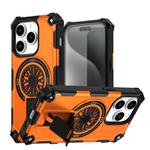 For iPhone 14 Pro Shockproof Kickstand Metallic Shaft MagSafe Phone Case(Orange)