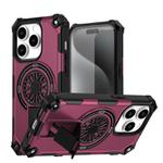 For iPhone 14 Pro Shockproof Kickstand Metallic Shaft MagSafe Phone Case(Purple)