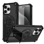 For iPhone 14 Pro Max Shockproof Kickstand Metallic Shaft MagSafe Phone Case(Black)