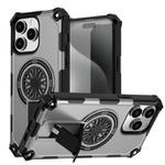 For iPhone 14 Pro Max Shockproof Kickstand Metallic Shaft MagSafe Phone Case(Silver)