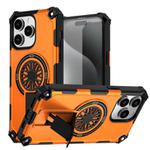 For iPhone 14 Pro Max Shockproof Kickstand Metallic Shaft MagSafe Phone Case(Orange)