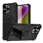 For iPhone 13 Pro Max Shockproof Kickstand Metallic Shaft MagSafe Phone Case(Black)