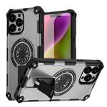 For iPhone 13 Pro Max Shockproof Kickstand Metallic Shaft MagSafe Phone Case(Silver)