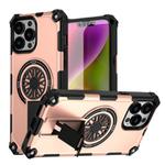 For iPhone 13 Pro Max Shockproof Kickstand Metallic Shaft MagSafe Phone Case(Rose Gold)