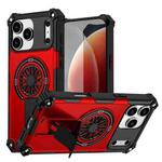 For iPhone 17 Pro Shockproof Kickstand Metallic Shaft MagSafe Phone Case(Red)