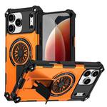 For iPhone 17 Pro Shockproof Kickstand Metallic Shaft MagSafe Phone Case(Orange)